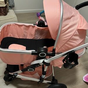 Pink Kids Bassinet Stroller - Unbranded
